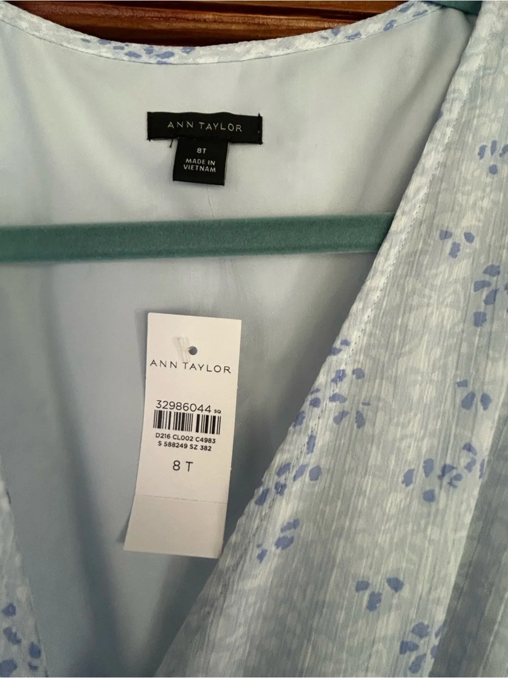 Ann Taylor Light Blue and Lavender Floral Wrap Maxi Dress - Picture 4 of 5
